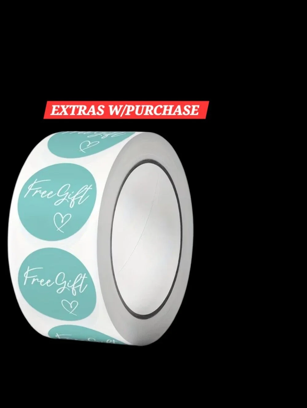500ct. Aqua 'Free Gift' Round Sticker - Bonus 3 Random Polymailers